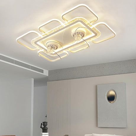 Modern Geometric Remote Control Ceiling Fan with Light Image - 1