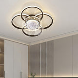 Modern Geometric Remote Control Ceiling Fan with Light Image - 3