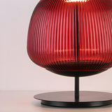 Modern Geometric Ribbed Glass Metal Base Table Lamp Image - 10