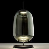 Modern Geometric Ribbed Glass Metal Base Table Lamp Image - 12