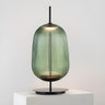 Modern Geometric Ribbed Glass Metal Base Table Lamp Image - 3