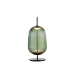 Modern Geometric Ribbed Glass Metal Base Table Lamp Image - 5