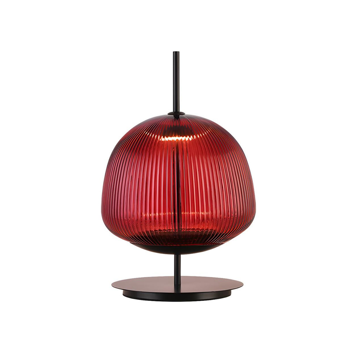 Modern Geometric Ribbed Glass Metal Base Table Lamp Image - 7