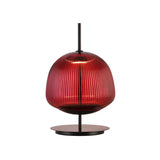 Modern Geometric Ribbed Glass Metal Base Table Lamp Image - 7