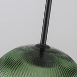 Modern Geometric Ribbed Glass Metal Base Table Lamp Image - 8