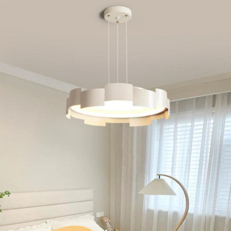 Modern Geometric White Chandelier, Adjustable Height Image - 2