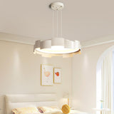 Modern Geometric White Chandelier, Adjustable Height Image - 4