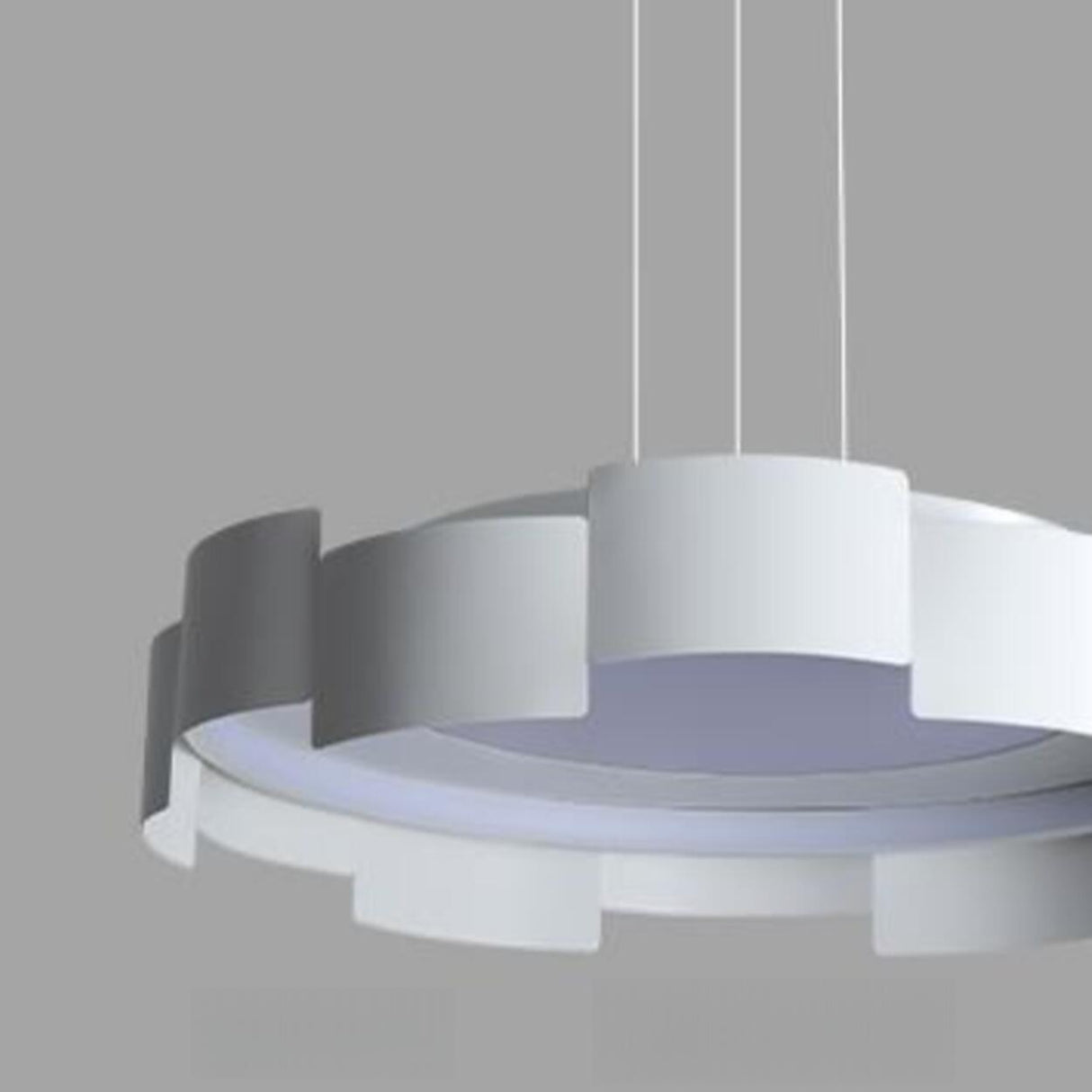 Modern Geometric White Chandelier, Adjustable Height Image - 8