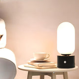 Modern Geometric White Glass Globe Night Table Lamp Image - 11