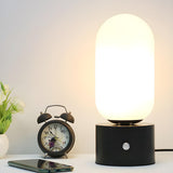 Modern Geometric White Glass Globe Night Table Lamp Image - 12