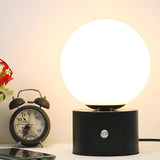 Modern Geometric White Glass Globe Night Table Lamp Image - 13