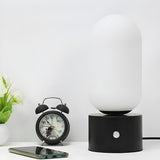 Modern Geometric White Glass Globe Night Table Lamp Image - 14