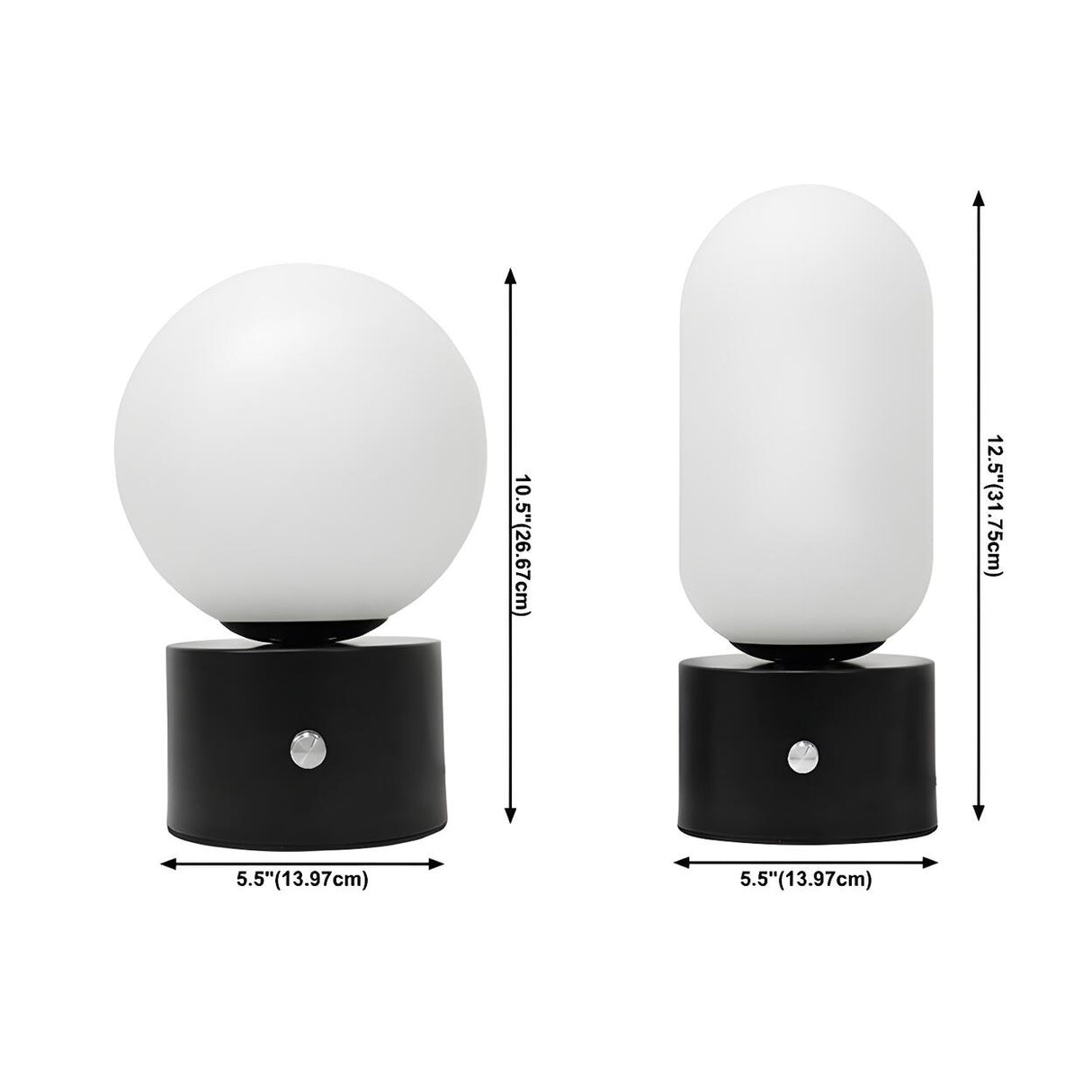 Modern Geometric White Glass Globe Night Table Lamp 