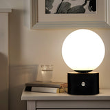 Modern Geometric White Glass Globe Night Table Lamp Image - 3