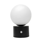 Modern Geometric White Glass Globe Night Table Lamp Image - 7