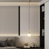 Modern Geometric White Glass Pendant Light Adjustable Cord Image - 1