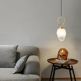 Modern Geometric White Glass Pendant Light Adjustable Cord Image - 13