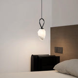 Modern Geometric White Glass Pendant Light Adjustable Cord Image - 6