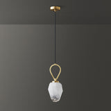 Modern Geometric White Glass Pendant Light Adjustable Cord Image - 9