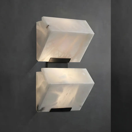 Modern Geometric White Metal Alabaster Ambient Wall Lamp Image - 1