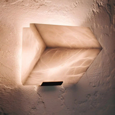 Modern Geometric White Metal Alabaster Ambient Wall Lamp Image - 2