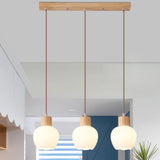 Modern Geometric Wood Adjustable Pendant Light Image - 4