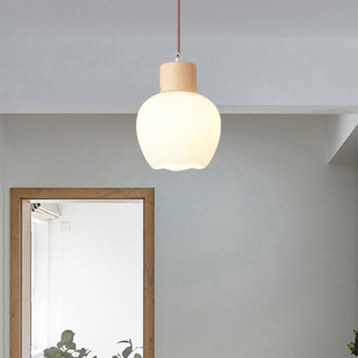 Modern Geometric Wood Adjustable Pendant Light Image - 6