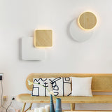 Modern Geometric Wood and Metal Wall Sconce Image - 1