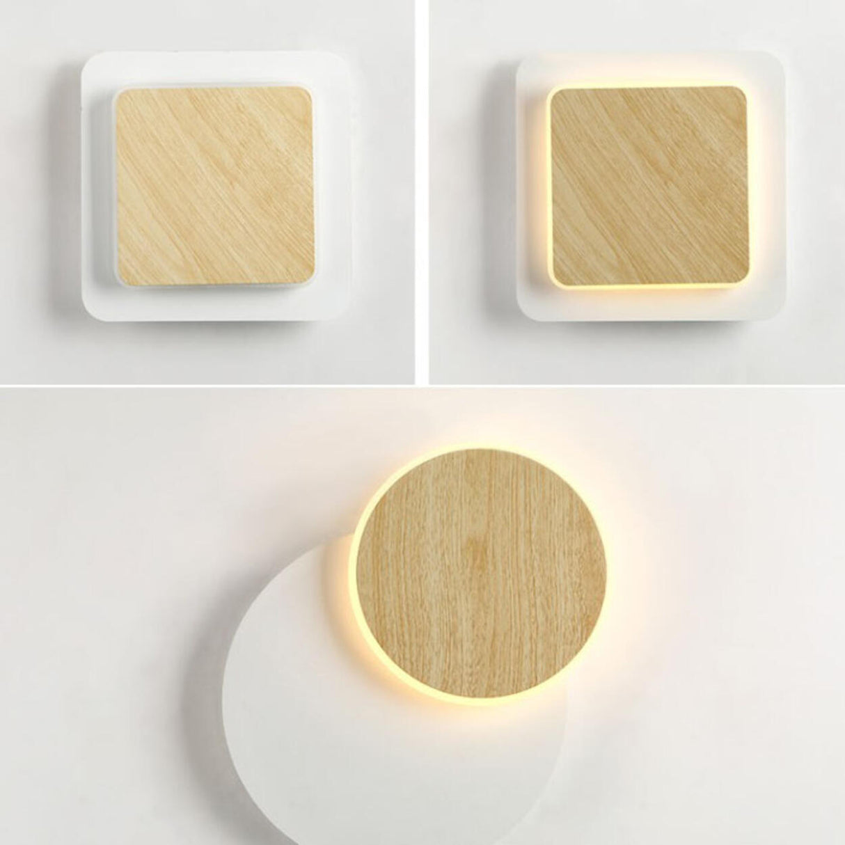 Modern Geometric Wood and Metal Wall Sconce Image - 6