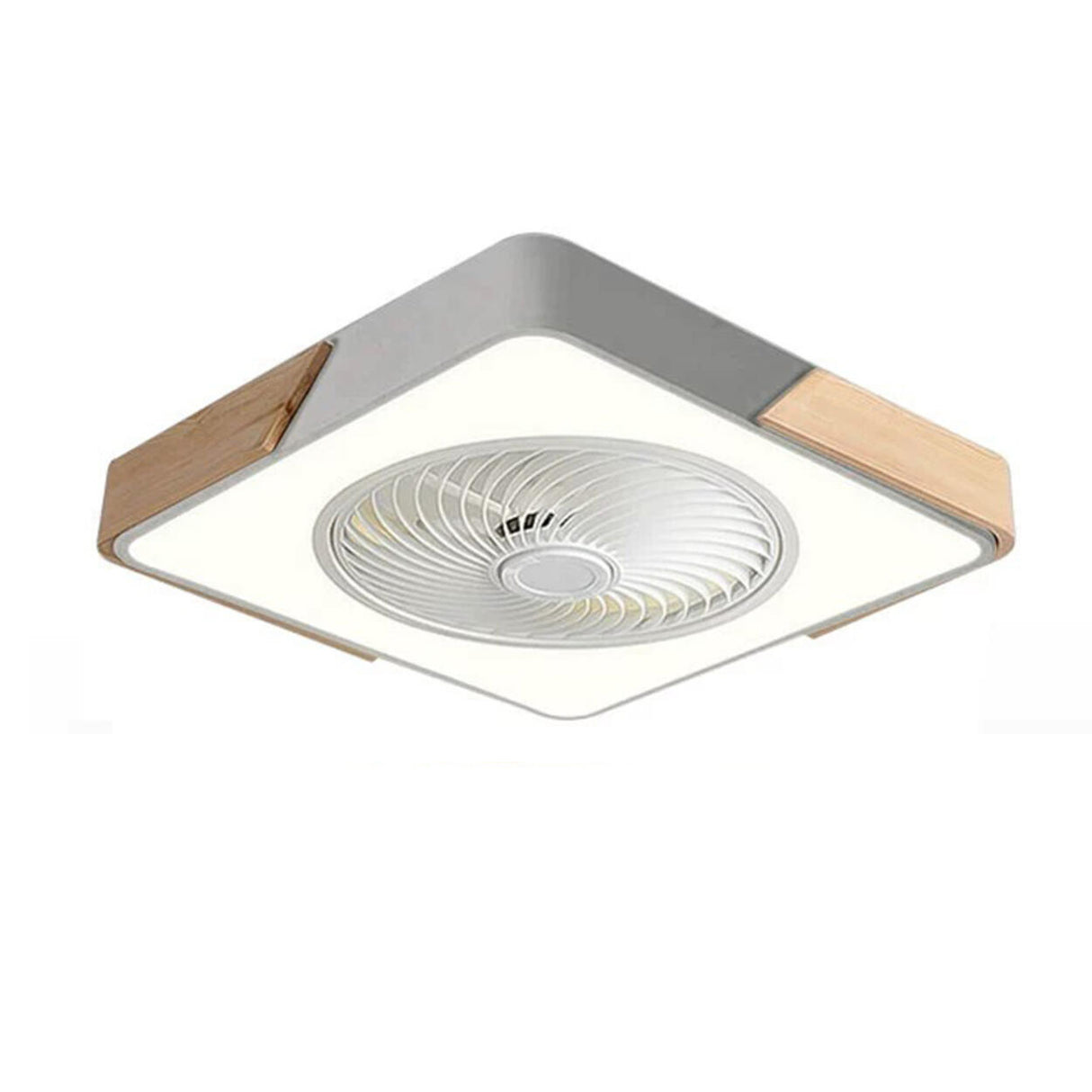 Modern Geometric Wood Finish LED Ceiling Fan with Light Image - 10