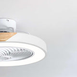 Modern Geometric Wood Finish LED Ceiling Fan with Light Image - 11