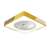 Modern Geometric Wood Finish LED Ceiling Fan with Light Image - 14