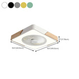 Modern Geometric Wood Finish LED Ceiling Fan with Light Image - 19