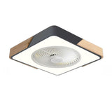 Modern Geometric Wood Finish LED Ceiling Fan with Light Image - 5