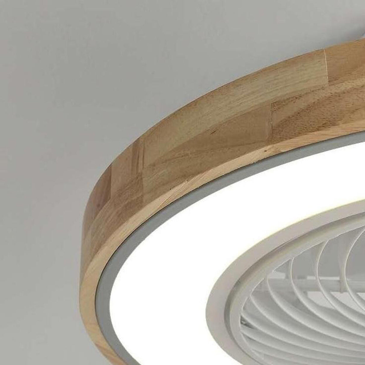 Modern Geometric Wood Finish LED Ceiling Fan with Light Image - 6