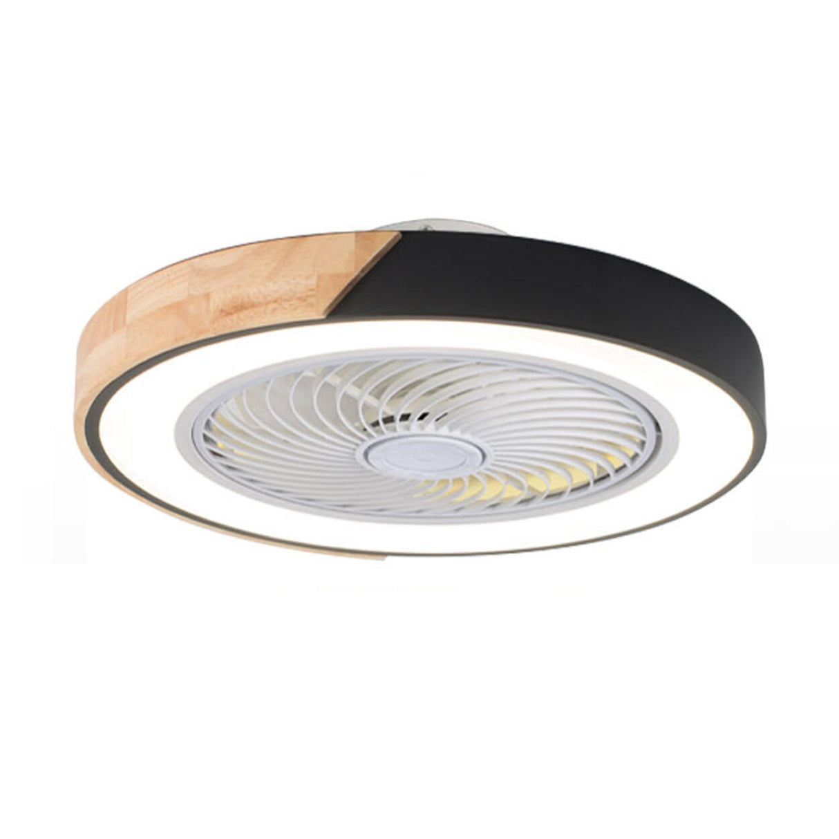 Modern Geometric Wood Finish LED Ceiling Fan with Light Image - 8