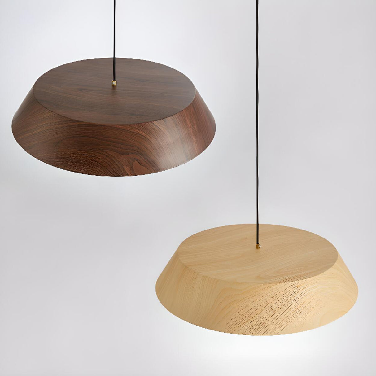 Modern Geometric Wood Metal Acrylic Pendant Light Image - 10