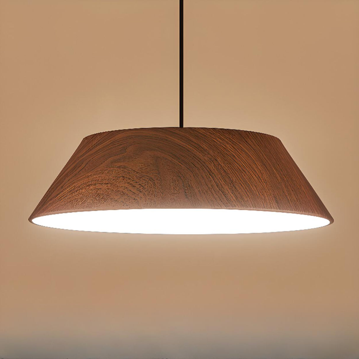 Modern Geometric Wood Metal Acrylic Pendant Light Image - 9