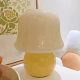 Modern Geometric Yellow Round Base Glass Table Lamp Image - 2