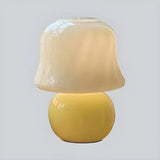 Modern Geometric Yellow Round Base Glass Table Lamp Image - 6