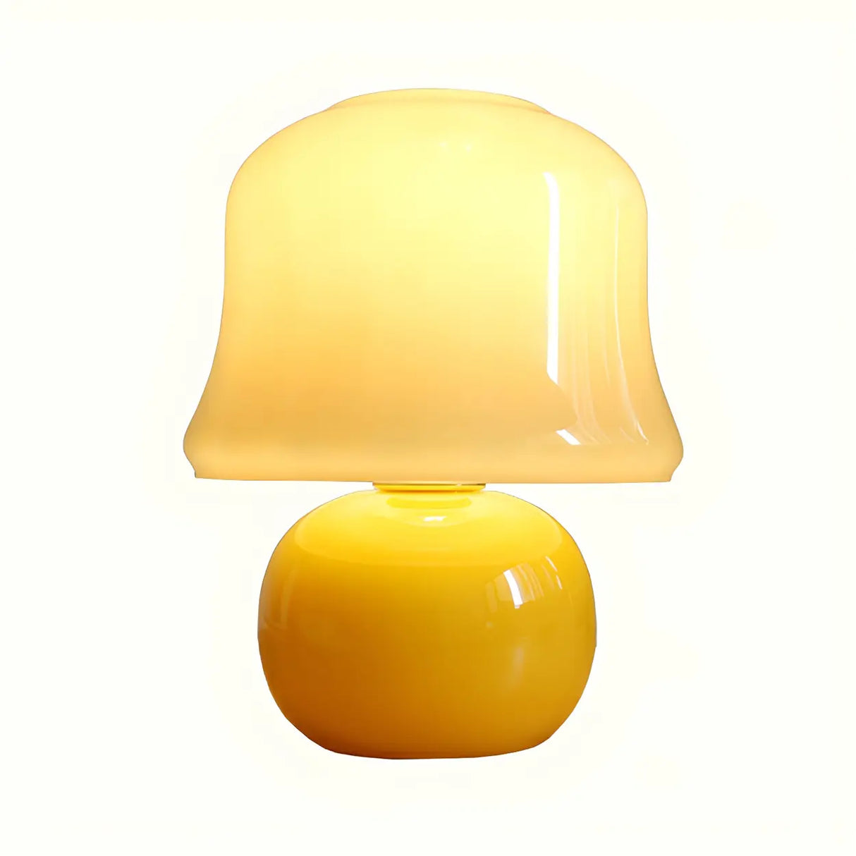 Modern Geometric Yellow Round Base Glass Table Lamp Image - 7