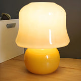 Modern Geometric Yellow Round Base Glass Table Lamp Image - 8