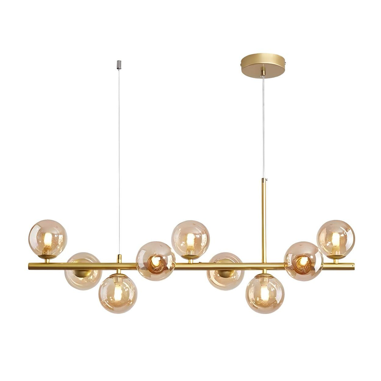 Modern Glass Ball Island Dining Room Linear Pendant Light Image - 10