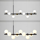 Modern Glass Ball Island Dining Room Linear Pendant Light Image - 11