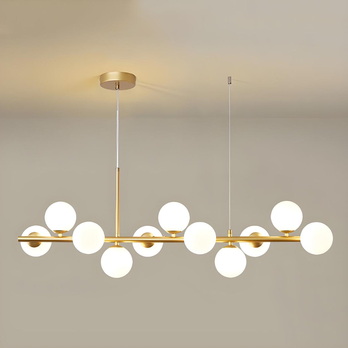 Modern Glass Ball Island Dining Room Linear Pendant Light Image - 14