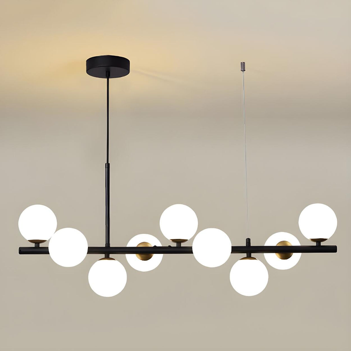 Modern Glass Ball Island Dining Room Linear Pendant Light Image - 15