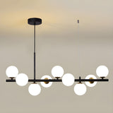 Modern Glass Ball Island Dining Room Linear Pendant Light Image - 15