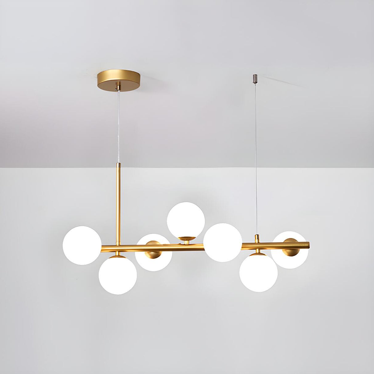 Modern Glass Ball Island Dining Room Linear Pendant Light Image - 16