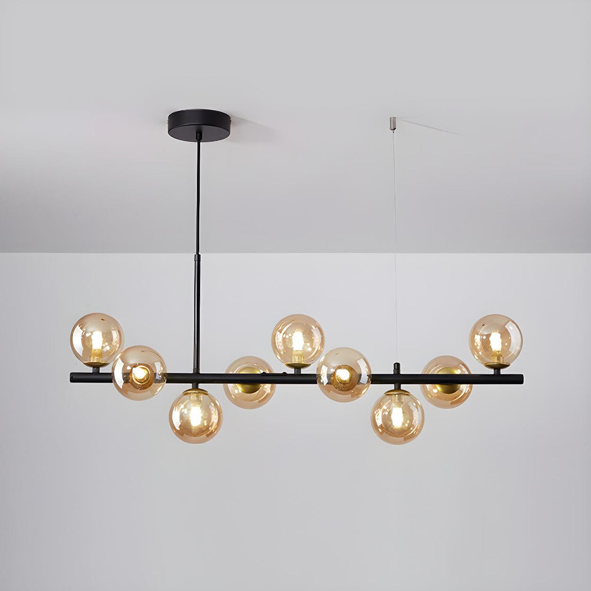 Modern Glass Ball Island Dining Room Linear Pendant Light Image - 19