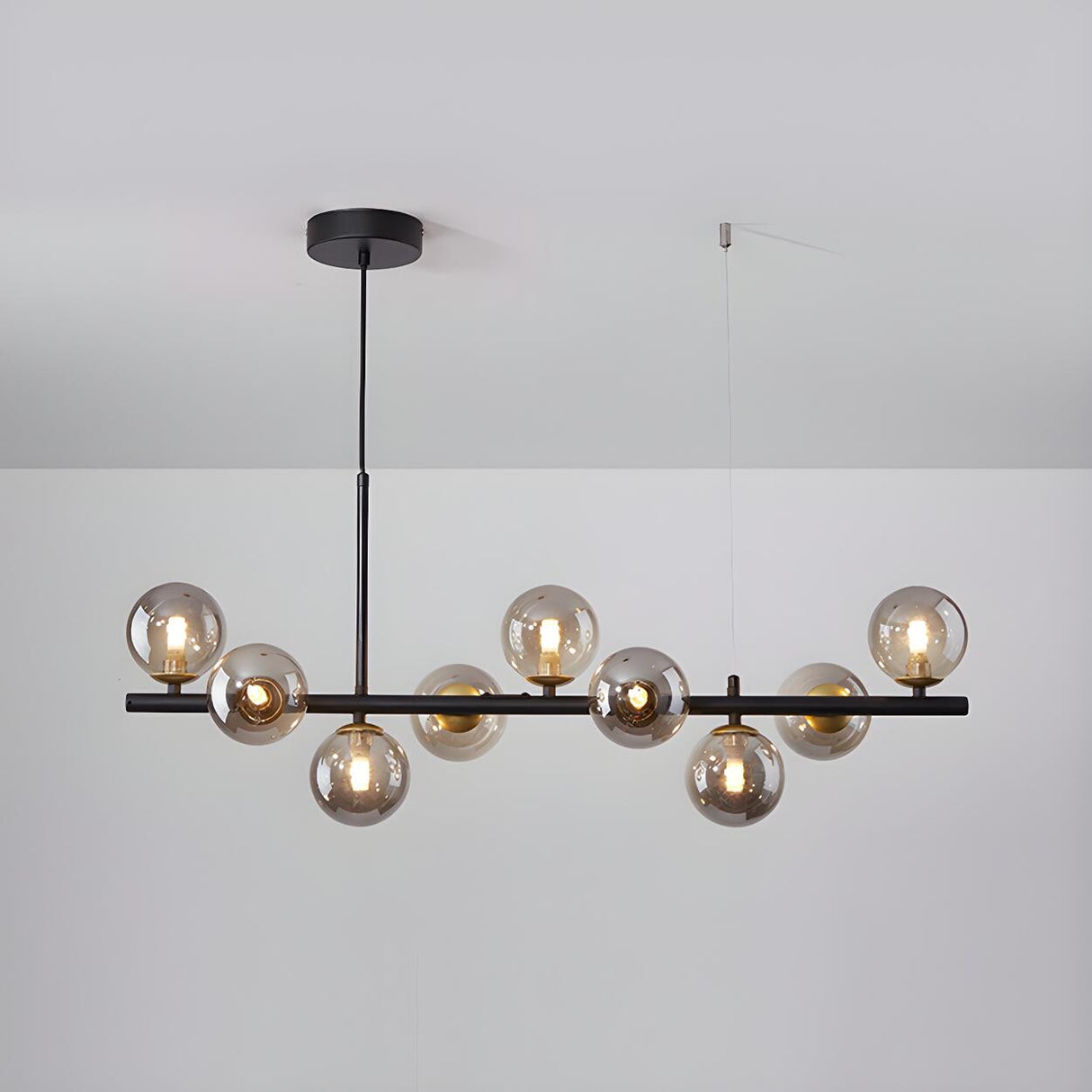 Modern Glass Ball Island Dining Room Linear Pendant Light Image - 22